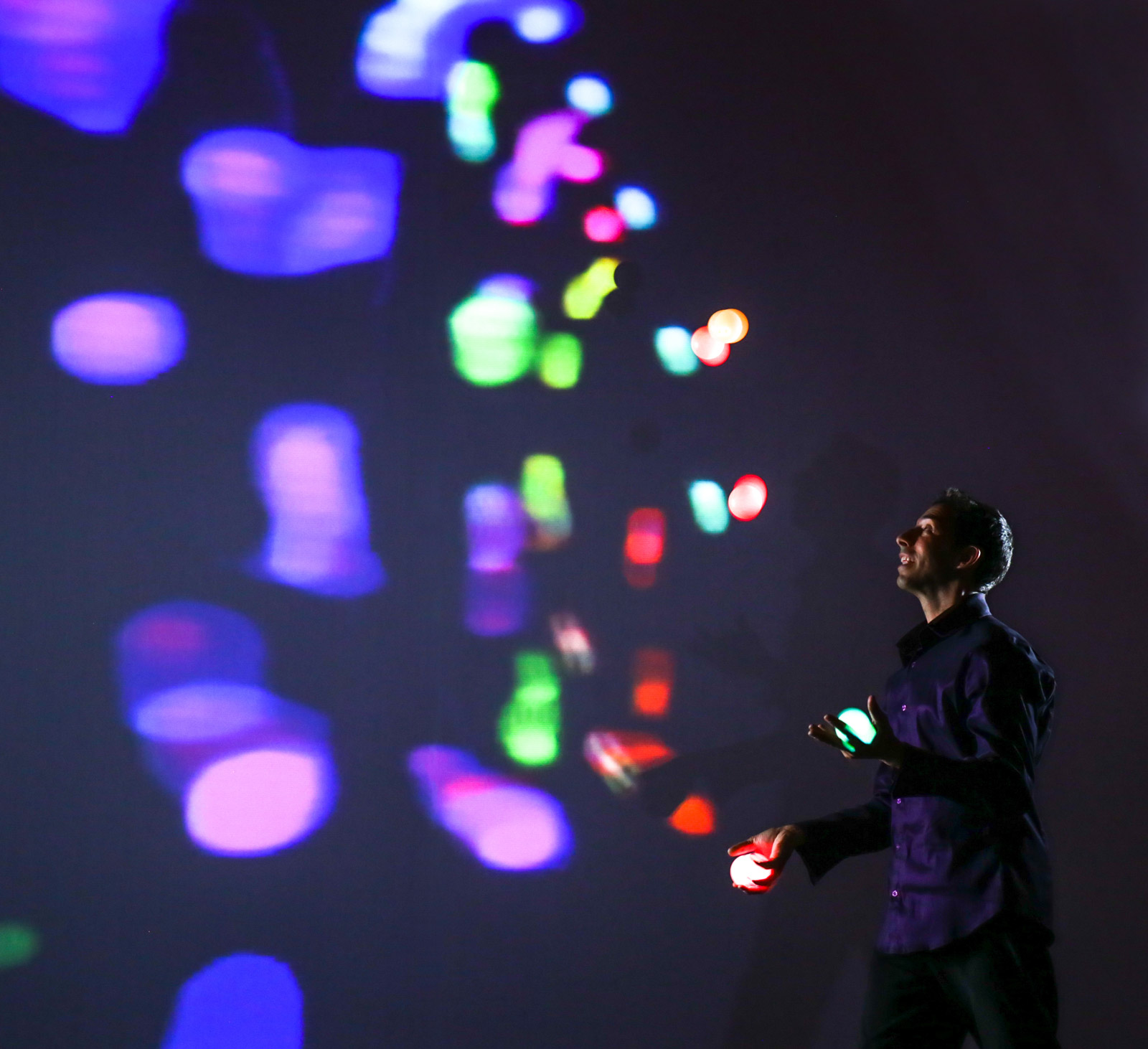 LED juggling act for theater stage